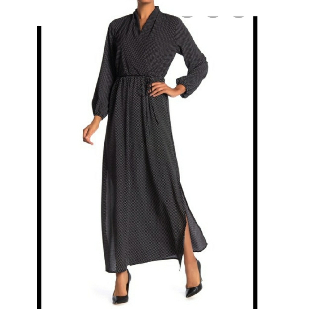Superfoxx polka dot surplice maxi dress XS